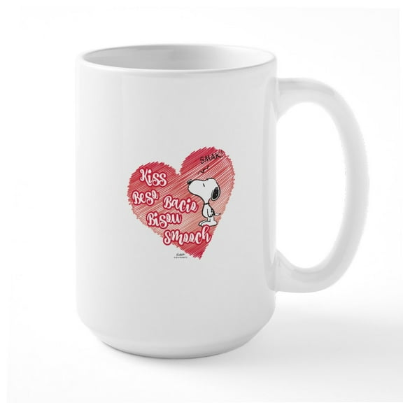 CafePress - Snoopy Kisses Large Mug - 15 oz Ceramic Large White Novelty Mug
