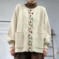 thumbnail image 4 of Women's Loose Knit Cardigan,Colorful Button Puff Sleeve Sweater Top with Pockets,Oversized, 4 of 7