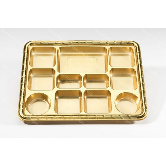 Thalimart Gold 11 Compartment Plastic Plate 50 pack