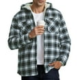 thumbnail image 7 of Feancey Men's Big and Tall Fleece Lined Flannel Jackets Fashion Hooded Sherpa Warm Winter Coats Plaid Casual Button Down Hoodie Jacket with Pockets Black XXL, 7 of 7