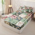 thumbnail image 2 of Erosebridal Vintage Floral Pattern Zipper Twin Comforter Sets with Fitted Sheet and 2 Pillowcases,Watercolor Rose Print Zipper Bedding Set,Green Pink Beige,Pink Reversible, 2 of 6