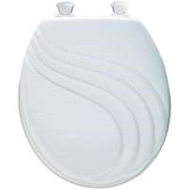White for sale online Round Mayfair 27EC 000 Swirl Sculptured Molded Wood Toilet Seat with Lift-Off Hinges 