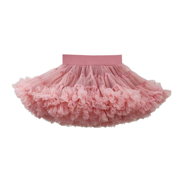 Falda tutú para niñas, falda de pastel, enagua, cintura elástica ancha, falda de princesa Rosa