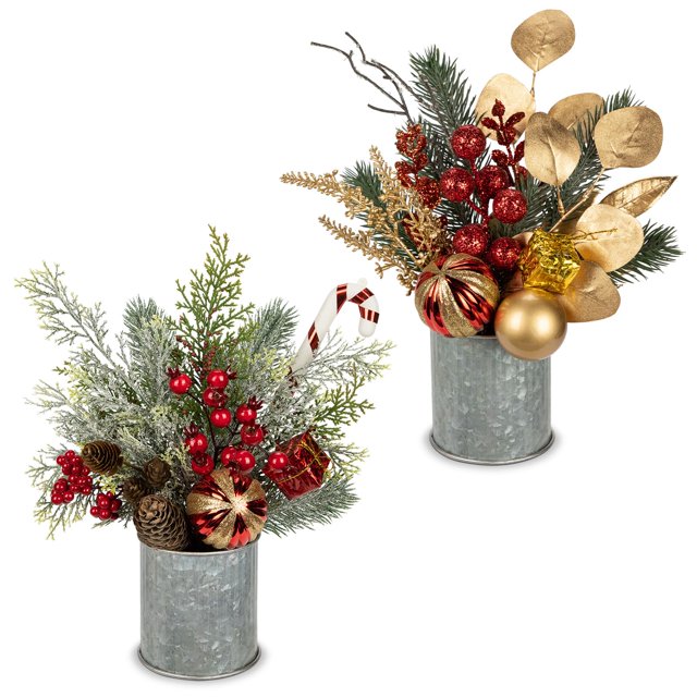Árbol de Navidad en maceta Hollyone 12 artificiales x2