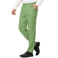 thumbnail image 4 of INSPIRE CHIC Men's Dress Trousers Solid Color Flat Front Skinny Business Pants Green 40, 4 of 6