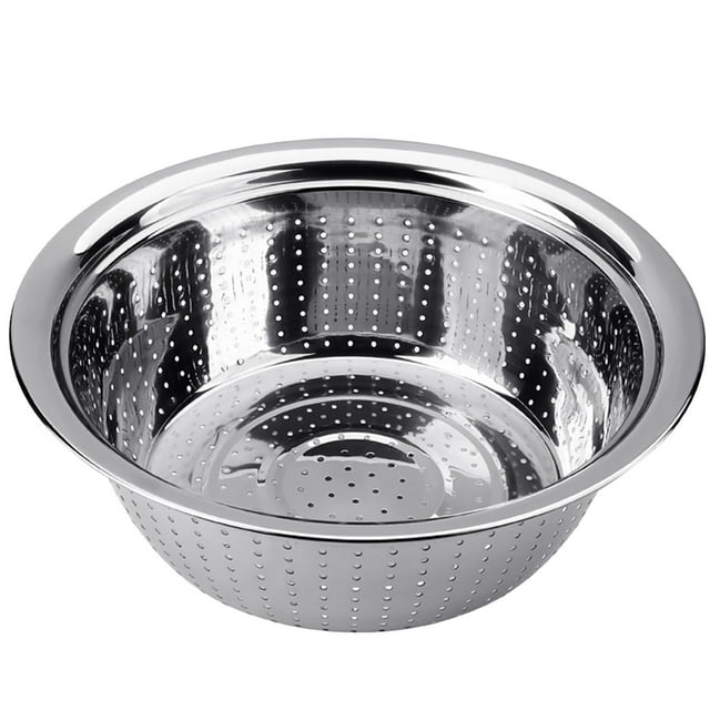 Strainer for Rice Washing Bowl and Versatile Colander with Side Drainers for Kitchen Use Stainless Steel Rice Rinsing Bowl Vegetable and Fruit Strainer Durable Kitchen Tool