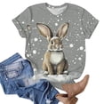 thumbnail image 5 of Mifsaly Easter Shirts for Women Short Sleeve Crewneck T-Shirt Realistic Easter Rabbit Floral Print Summer Graphic Tee Top Casual Holiday Shirt S, 5 of 5