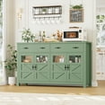 thumbnail image 6 of Homfa Farmhouse 55.1"W Kitchen Buffet Cabinet with Storage Drawer & Adjustable Shelf, Glass Door Wood Sideboard Credenza Coffee Bar with for Dining Room Living Room, Green, 6 of 7
