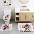thumbnail image 5 of 4PCS Elegant African American Woman Shower Curtain Set, Pink Floral Eiffel Tower High Heels Positive Quotes Sexy Afro Black Girl Melanin Queen Fashion Bathroom Decor, Non-slip Bath Mat, 5 of 7