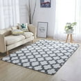 thumbnail image 4 of TOPCHANCES 4x5.2 Feet Luxury Shag Area Rug Modern Indoor Plush Fluffy Rugs, Extra Soft and Comfy Carpet, Geometric Moroccan Rugs for Bedroom Living Room,Light Grey/White, 4 of 16