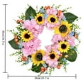 thumbnail image 3 of Spring Summer Wreaths for Front Door, 20 Inch Artificial Wreath with Hydrangeas Sunflower, for All Seasons Easter Indoor Outdoor Farmhouse Home Porch Wall Window Decor, 3 of 9