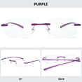 thumbnail image 3 of MAGIMODAC Anti Blue Light Reading Glasses Metal Rimless Blue Light Blocking Clear Ultralight Eyeglasses Eyewear Readers with Prescription (Purple, +3.0), 3 of 5