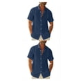 thumbnail image 3 of Minnieouse Senderismo Estilo casual Camisa con botones para hombres Niños Verano Fiesta en la piscina Color sólido Slim Fit Tops Ropa diaria Azul oscuro L 2piezas, 3 of 6