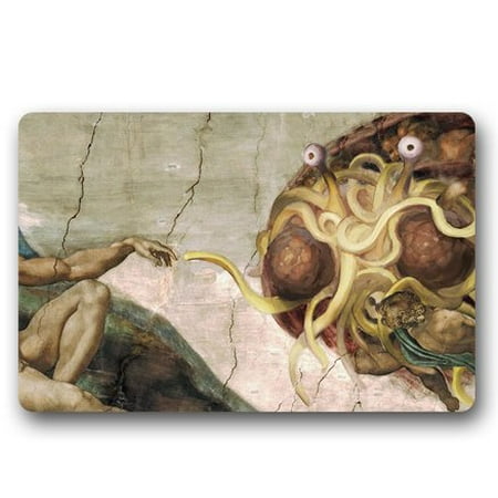 Flying Spaghetti Monster Emblem - WinHome Flying Spaghetti Monster Doormat Floor Mats Rugs Outdoors/Indoor Doormat Size 23.6x15.7 inches