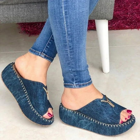 

YOTAMI Womens Slippers Spring And Summer Women s Thick-soled Fish Mouth Sandals And Slippers Blue