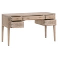 thumbnail image 4 of Benjara BM282141 55 in. Ava 5 Drawers Cane Reclaimed Wood Writing Desk, Natural Brown, 4 of 7