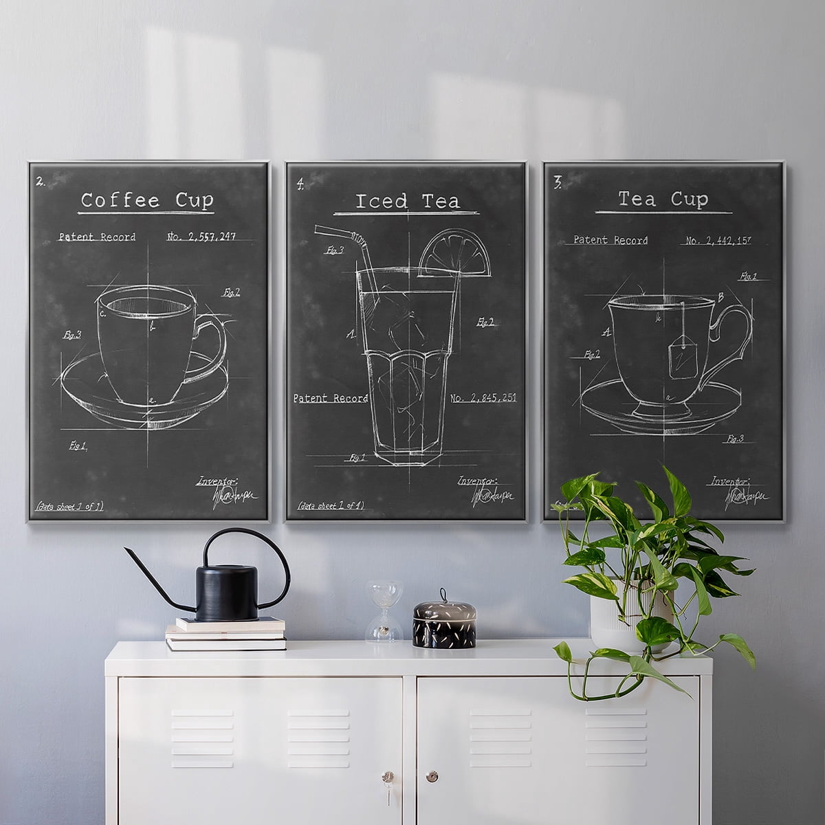 Morning Routine I - Framed Premium Gallery Wrapped Canvas L Frame 3 Piece Set - Ready to Hang