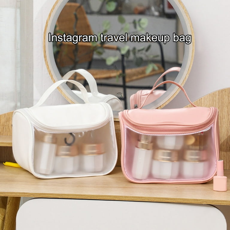 Cosmetic Bag with Handle Waterproof Visible Window Multifunction Women Portable Makeup Toiletry Bag for Daily Life,Black