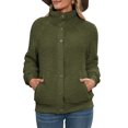 thumbnail image 1 of Chaquetas Mujer Chaquetas de bombardero Sherpa para mujer Abrigo con bolsillos con botones de forro polar cálido Ropa de abrigo informal holgada y acogedora 1 1, 1 of 5