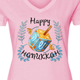 thumbnail image 4 of Inktastic Happy Hanukkah Dreidel and Laurels Women's V-Neck T-Shirt, 4 of 5