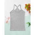 thumbnail image 4 of Hansber Kids Girls Dance Tank Tops Cross Back Basic Camisole Knit Spaghetti Straps Vest Sleeveless Gray 150, 4 of 6
