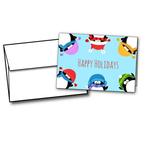- Penguin Border Holiday Cards - 20 Greeting Card Sets