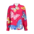 thumbnail image 5 of QASIEATN Button Down Shirts for Women Butterfly Dress Shirts Long Sleeve Blouse Work Tops Summer Blouse Fashion Clothing, 5 of 5