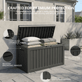 thumbnail image 6 of Decksplore 100 Gallon Outdoor Deck Box, Waterproof Woodgrain Resin Patio Storage Bench with Lockable Lid for Backyard, Poolside & Garden, Black, 6 of 9
