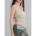 thumbnail image 6 of vera natura Women Tube Tops Floral Print Lace Mesh Sheer Boat Neck Strapless Tops Summer Backless Bandeau Shirts, 6 of 8