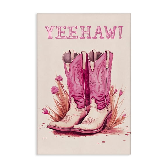 Stupell Industries Yeehaw Pastel Boots Fashion Painting Wrapped Canvas Art Print Wall Art, 16 x 24