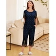 thumbnail image 5 of Ekouaer Women's Two Piece Lounge Set Short Sleeve Shirt and Capri Pants Mumu Pajama with Pockets Loungewear Pjs Sets, 5 of 7