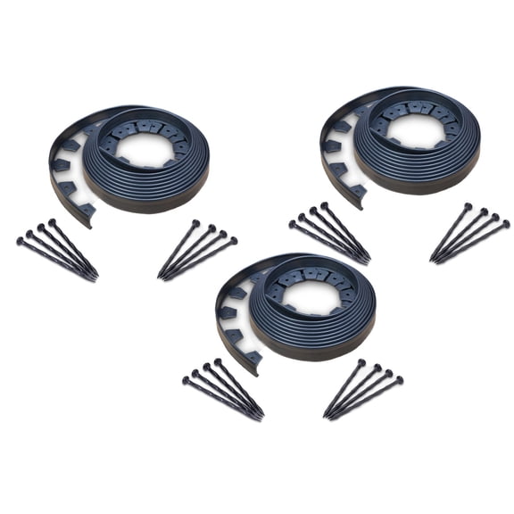 EasyFlex No Dig Landscape Edging Kit, 90-ft x 2-in. High, Includes 3 - 30-ft. Edging Kits with Spikes, Black