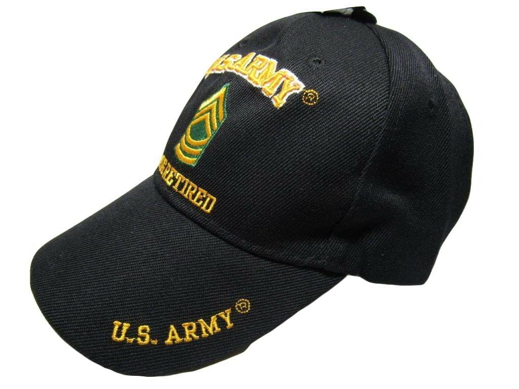 New Black US Army MSG Master Sergeant Retired Hat Ball Cap Veteran E-8 Licensed 