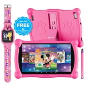 Contixo Kids Tablet & Smart Watch Bundle - 7" Android Tablet, 50+ Disney eBooks 2GB RAM, 32GB, Bluetooth, Stylus & Watch, Parental Controls, Case, Pink