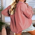 thumbnail image 2 of CHOK Blouse Tops pour Femmes Manches Longues Automne Rayé Imprimé Confortable Tops Chemises Décontractées Col Rabattu Léger Blouses avec Poches Bleu Ciel G, 2 of 3