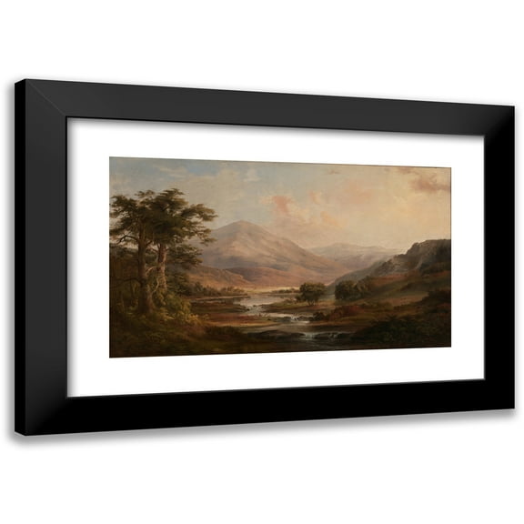 Robert S. Duncanson 14x10 Black Modern Framed Museum Art Print Titled - Scottish Landscape (1871)