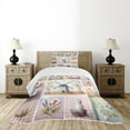 thumbnail image 3 of Ambesonne Farmhouse Quilted Bedspread Set 2 Pcs, Pastel Cottagecore Square, Twin Size, Lilac Rose Mint Green, 3 of 4