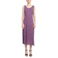 thumbnail image 2 of Connected Apparel Scoop Neck Sleeveless Multi Print String Tie Back Fit & Flare Rayon Dress-MAUVE / 14, 2 of 5