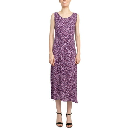 Connected Apparel Scoop Neck Sleeveless Multi Print String Tie Back Fit & Flare Rayon Dress-MAUVE / 6 Connected Apparel Scoop Neck Sleeveless Multi Print String Tie Back Fit & Flare Rayon Dress-MAUVE / 6