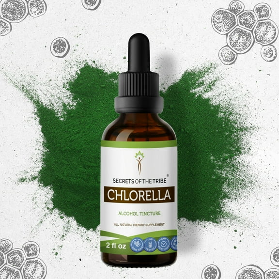 Chlorella Tincture Alcohol Extract, Organic Chlorella (Chlorella vulgaris) Dried Algae 2 oz