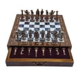 thumbnail image 1 of Juego de ajedrez INTERIART de 15 pulgadas con piezas de metal del ejército británico, 1 of 6