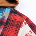 thumbnail image 4 of HAPIMO Clearance Men's Fashion Flannel Fake Tow-Piece Jacket Thick Quilted Plaid Printed Color Patchwork Hooded Jacket Padded Cotton Jacket with Pocket Red XL, 4 of 8