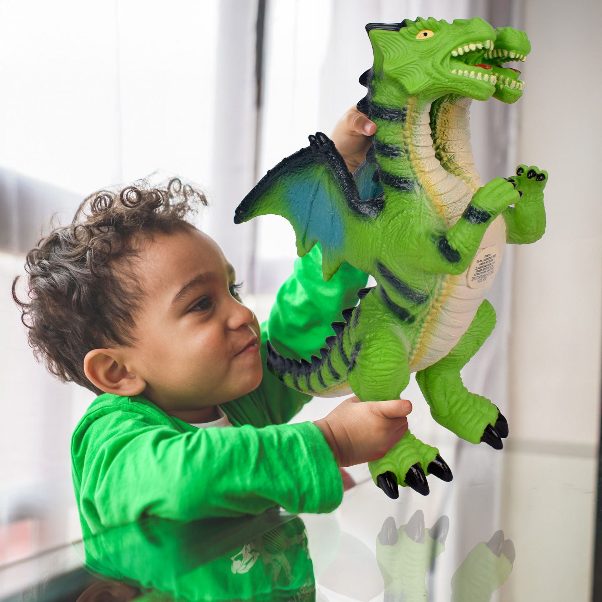 Wild Earth Jumbo 2 Headed Dragon, Large Animal Figure - Green, Novelty & Gag Toys, Children Ages 3+