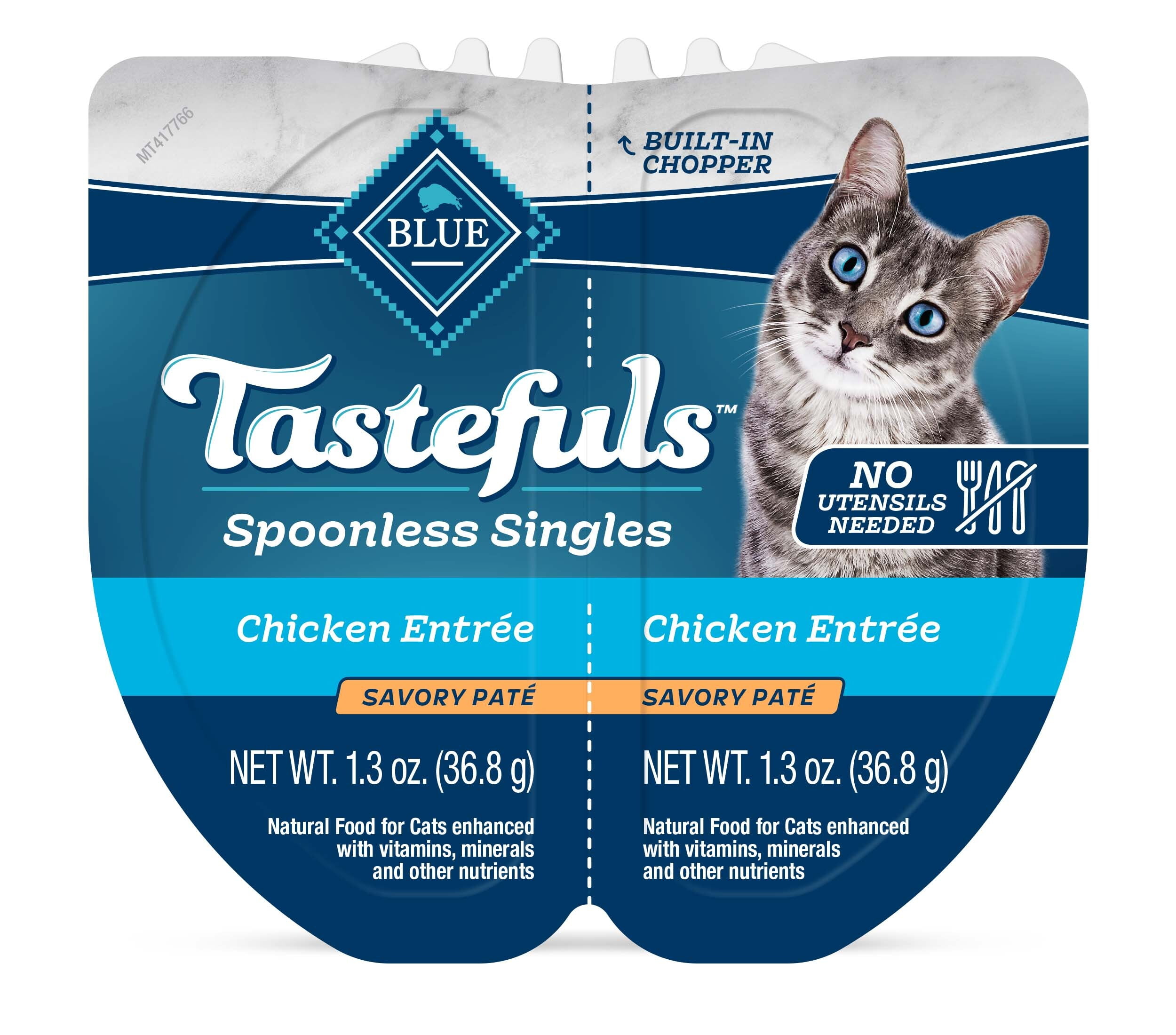 Blue Buffalo Tastefuls Spoonless Singles Chicken Pate Wet Cat Food for Adult Cats, 2.6-oz Twin-Pack Tray