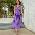 thumbnail image 3 of Purple Butterfly Dress Fashion Boho Beach Long Dresses Female Party Printed Maxi Dress, 3 of 9