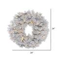 thumbnail image 2 of Vickerman 24" Flocked Alaskan Pine Artificial Christmas Wreath, Clear Dura-lit Incandescent Mini Lights, 2 of 2