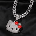 thumbnail image 2 of Colgante de gato de dibujos animados de oro con circonita helada, collar de cadena con colgante de Hello Kitty de hip hop para mujer, 2 of 4