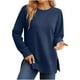 thumbnail image 3 of Camisas holgadas,Camiseta de manga larga a cuadros para mujer, cuello redondo, color liso, blusa holgada de poliéster, ropa informal de diario, sopatenor, 3 of 9
