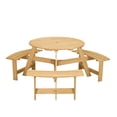 thumbnail image 6 of DEALTOPS 6 Person Wood Picnic Table with 3 Built-in Benches, Outdoor Round Table and Bench Set with Umbrella Hole for Park, Natural, 6 of 8