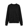 thumbnail image 6 of Women's Sweatshirt Crewneck Long Sleeve Oversized Solid Color Pullover Tops with Pockets Black S, 6 of 7